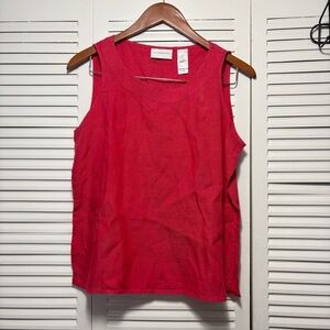 Liz Claiborne Dark Pink Sleeveless Round Neck Tank Top 100% Linen Size M